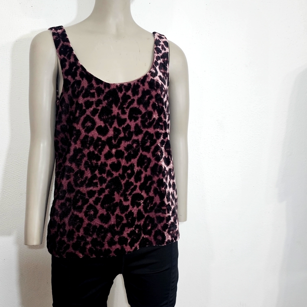 J. Crew Burgundy Leopard Velvet Tank Top - Picture 12 of 14